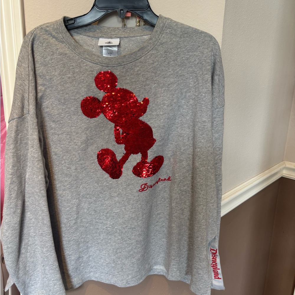 Disney Parks Reversible Sequined Mickey Mouse Sweatshirt Pullover For Women M